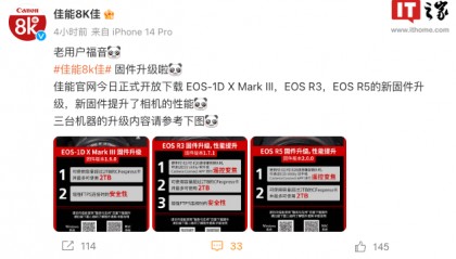 佳能 EOS-1D X Mark III、EOS R3、EOS R5 相机新固件升级