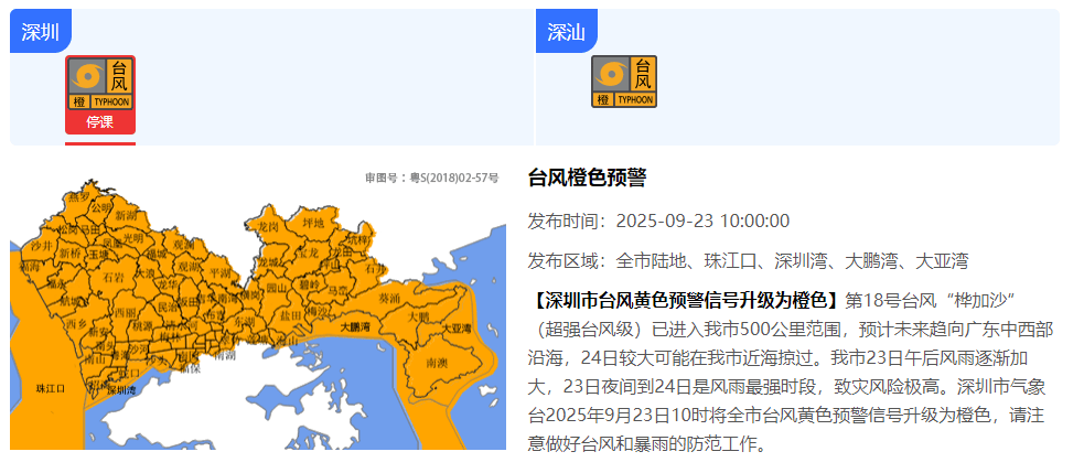 17级大风+特大暴雨！刚刚，深圳预警升级！超强台风“桦加沙”逼近